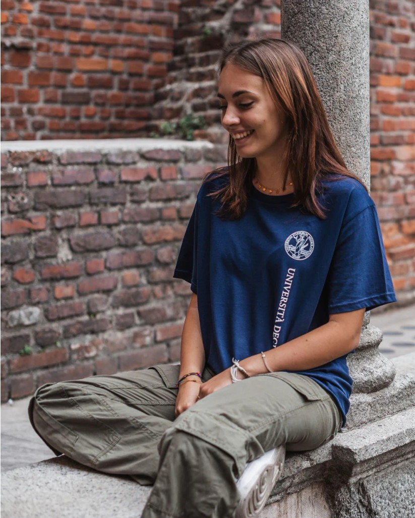 Unisex Navy Blue T-shirt Monochrome Print | Unimi